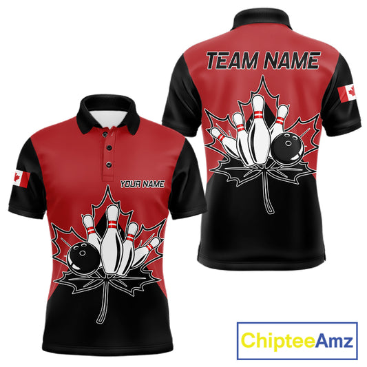 Canada Bowling Custom Polo Shirt For Men Personalized Bowling League Team Jersey