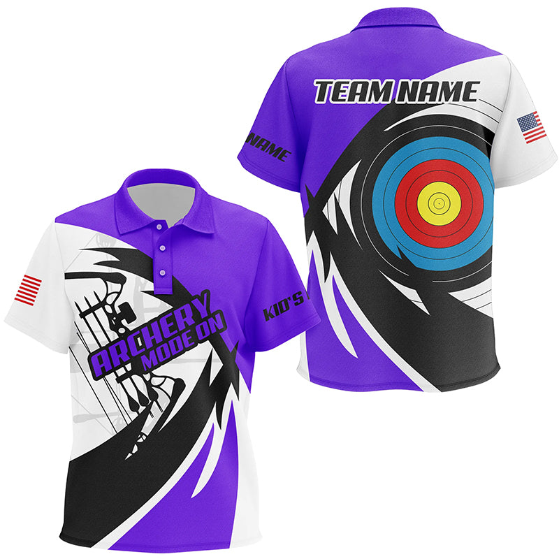 Personalized Purple Archery Jerseys Kid Polo Shirts Custom Archery Bow Shirts TDM1952