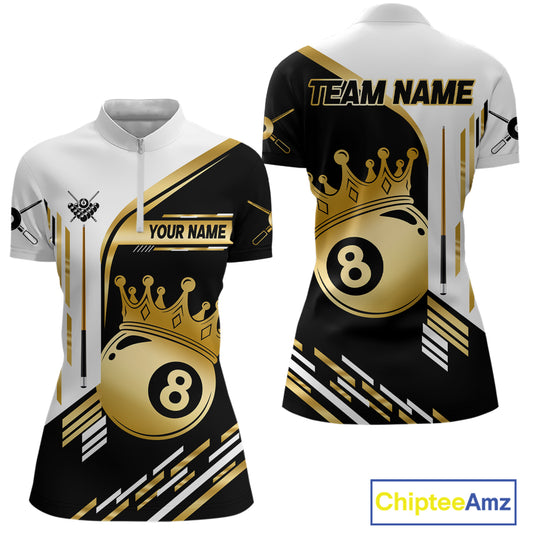 Personalized Golden 8 Ball Pool Crown Billiard Shirt For Women Custom Billiard Team Jerseys Uniform TDM4182