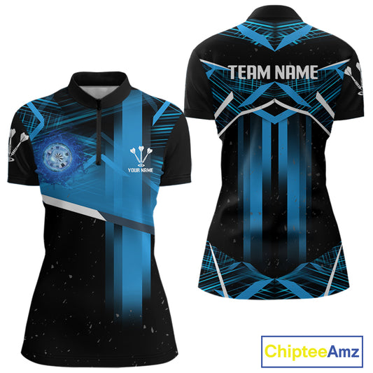 Azure Lightning Dartboard Darts Shirt For Women - Custom Team & Player Name NYN0352