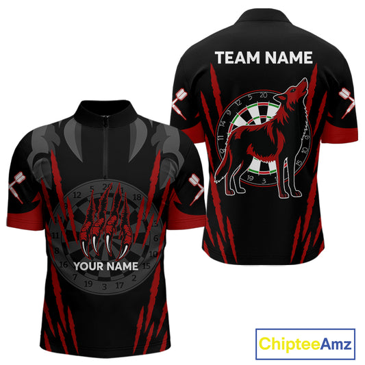 Black And Red Dartboards Custom Wolf Dart Shirts For Men, Dart Team Jerseys NYN0241
