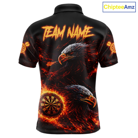 Eagle Couple Flame Dartboard & Arrow Men Darts Polo Shirt Custom Outfits Dart Team Jerseys NYN2508