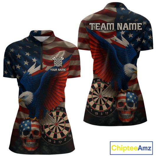 Custom Women's Darts Shirt Eagle US Flag Patriotic Dart Jerseys, Dart Shirts For Lovers NYN1121