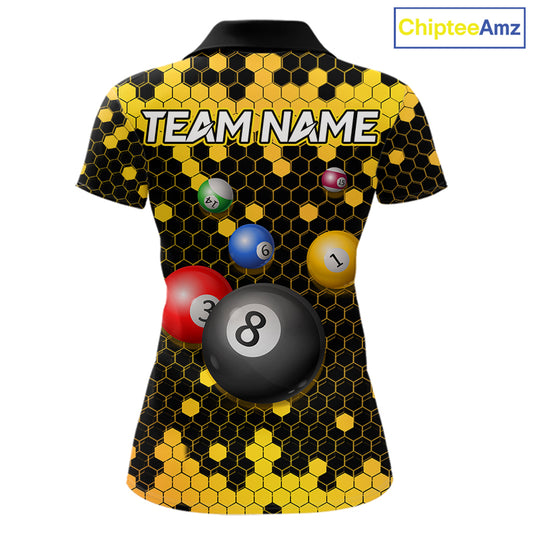 Hexagon Bee 8 Ball Pool Billiard Polo & Quarter-Zip Jerseys For Women Custom Billiard Team Appeal NYN2759