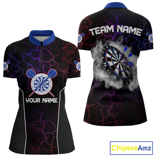 Custom Lightning And White Smoke Dartboard Dart Shirts For Women, Dart Team Jerseys NYN0074