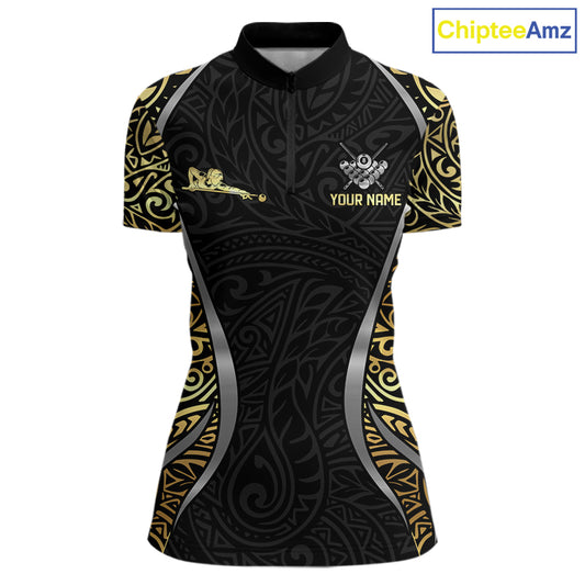 Personalized 8 Ball Pool Crown Women Billiard Shirts Gold And Silver Tribal Billiard Pool Jerseys NYN2894