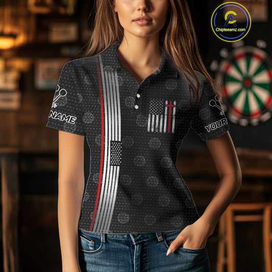Custom Patriotic Faith Cross Dart Polo Shirts For Women, US Dart Team Jerseys NYN0771