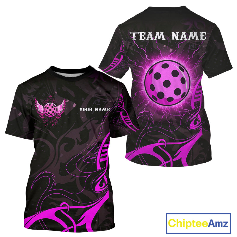 Personalized Pink Pickleball Ball T-Shirt For Men Custom Pickleball Team Jerseys NYN1248