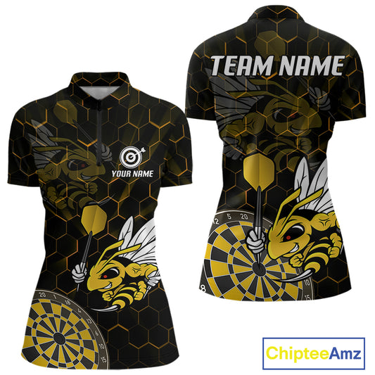 Bee & Dart Arrow Honeycomb Darts Shirt For Women Custom Name & Team Jersey | Opt1 NYN0651