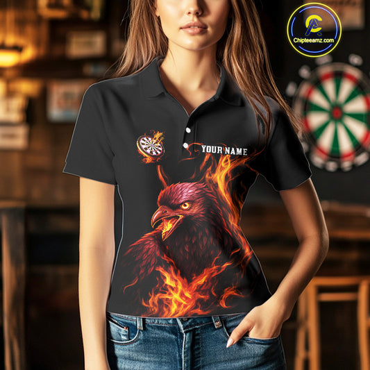 Custom Orange Flames Darts Raven Gothic Polo Darts Jerseys For Women Outfits Dart Jersey NYN0868