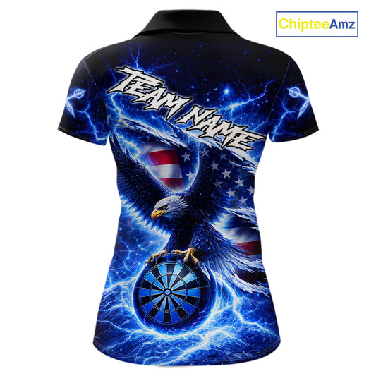 Thunder Torn US Flag Eagle Dartboard Women Darts Polo Shirt Custom Patriotic Dart League Shirt NYN2649