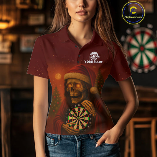 Custom Grim Reaper Dartboard Christmas Dart Polo Shirt For Women Xmas Dart Outfit Jersey NYN1451