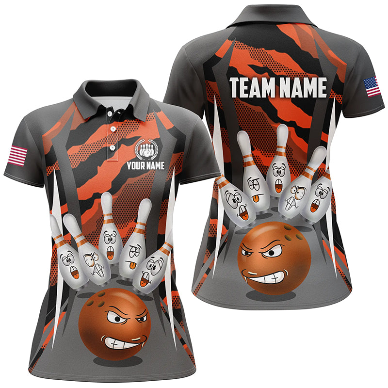 Custom Camo Bowling Shirt Women Bowling Team Jersey Polo Short Sleeves QZT457