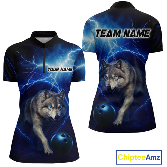 Custom Bowling Shirts for Women Thunder Bowling Jerseys Bowling Team League Polo & Quarter-Zip QZT704