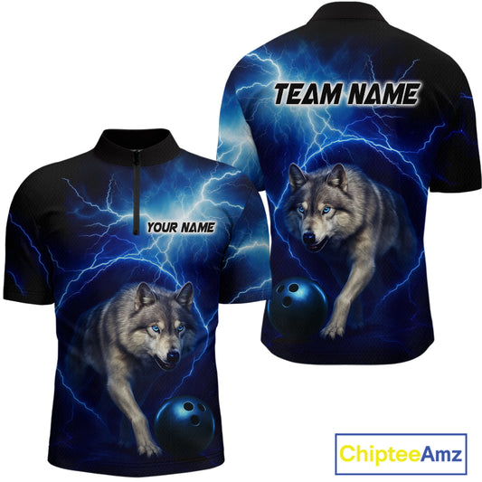 Custom Bowling Shirts for Men Thunder Bowling Jerseys Bowling Team League Polo & Quarter-Zip QZT704
