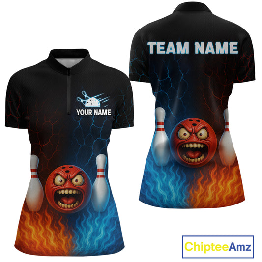 Custom Crazy Bowling Shirt for Team Flame & Water Bowling Jersey for Women Bowling Unisex QZT745