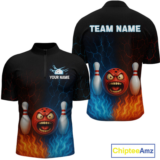 Custom Crazy Bowling Shirt for Team Flame & Water Bowling Jersey for Men Bowling Unisex QZT745