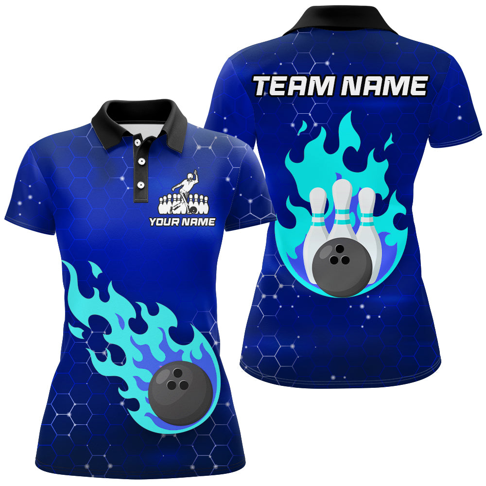 Flame Bowling Shirt for Women Custom Bowling Polo Jersey Bowling Team Shirt Bowlers Jersey QZT235