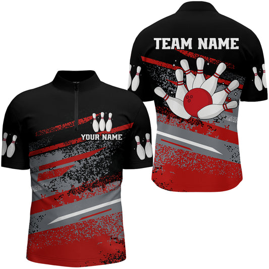 Personalized Men's Bowling Jersey Quarter Zip Bowling Team Shirts Bowling Gifts QZT501