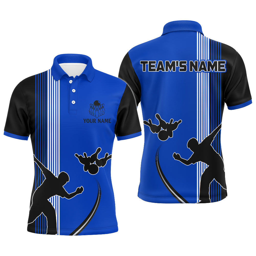 Personalized Men Polo Shirt Bowling Silhoutte Shirts Bowling Team League QZT427