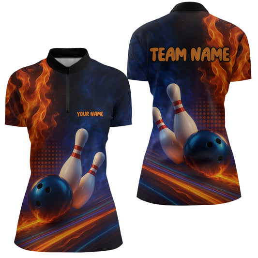 Custom Bowling Polo Shirts 3D for Women Bowling Jersey Polo & Quarter-Zip Gift QZT746