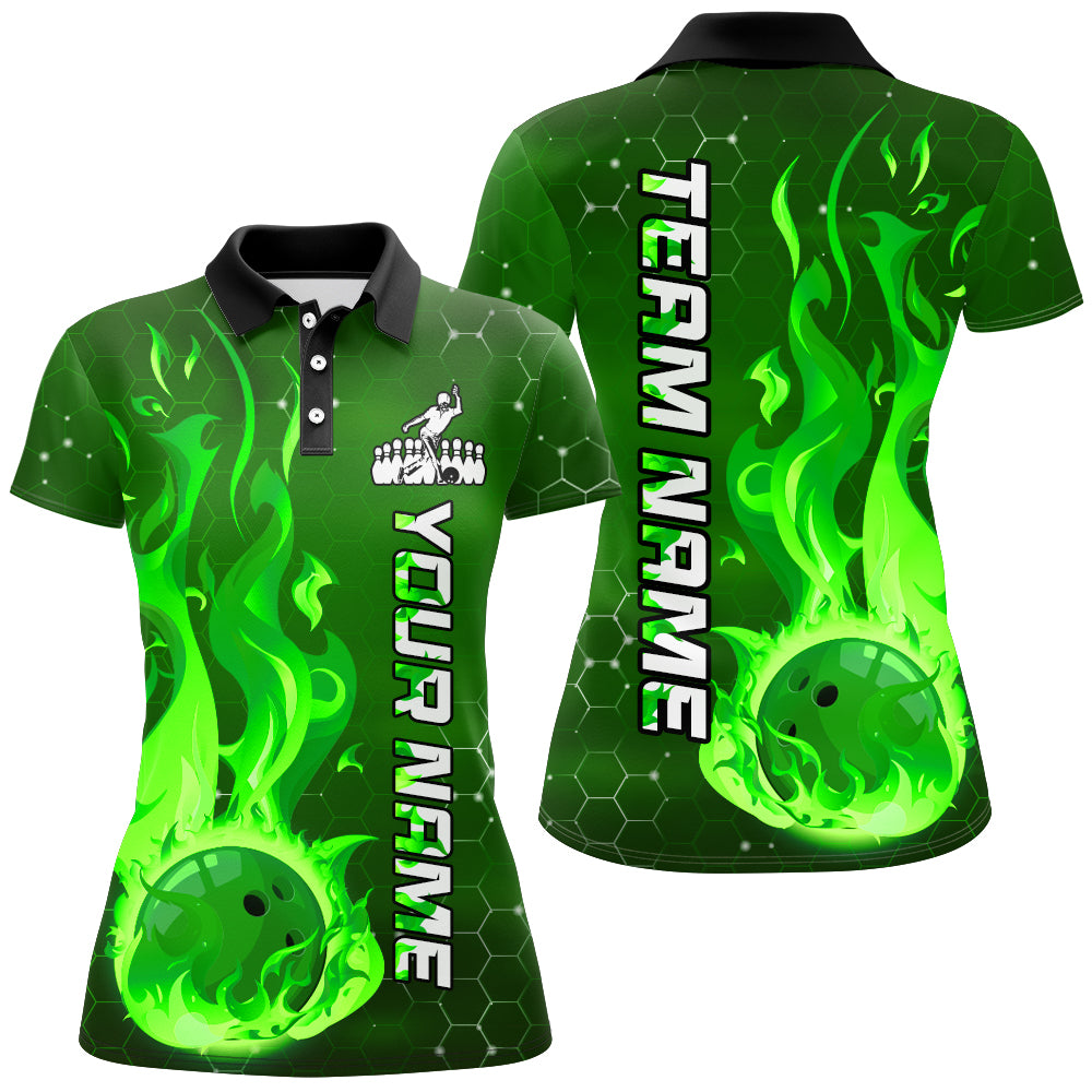 Custom Flame Bowling Shirts Bowling Jersey for Women Polo Bowling Uniform QZT447