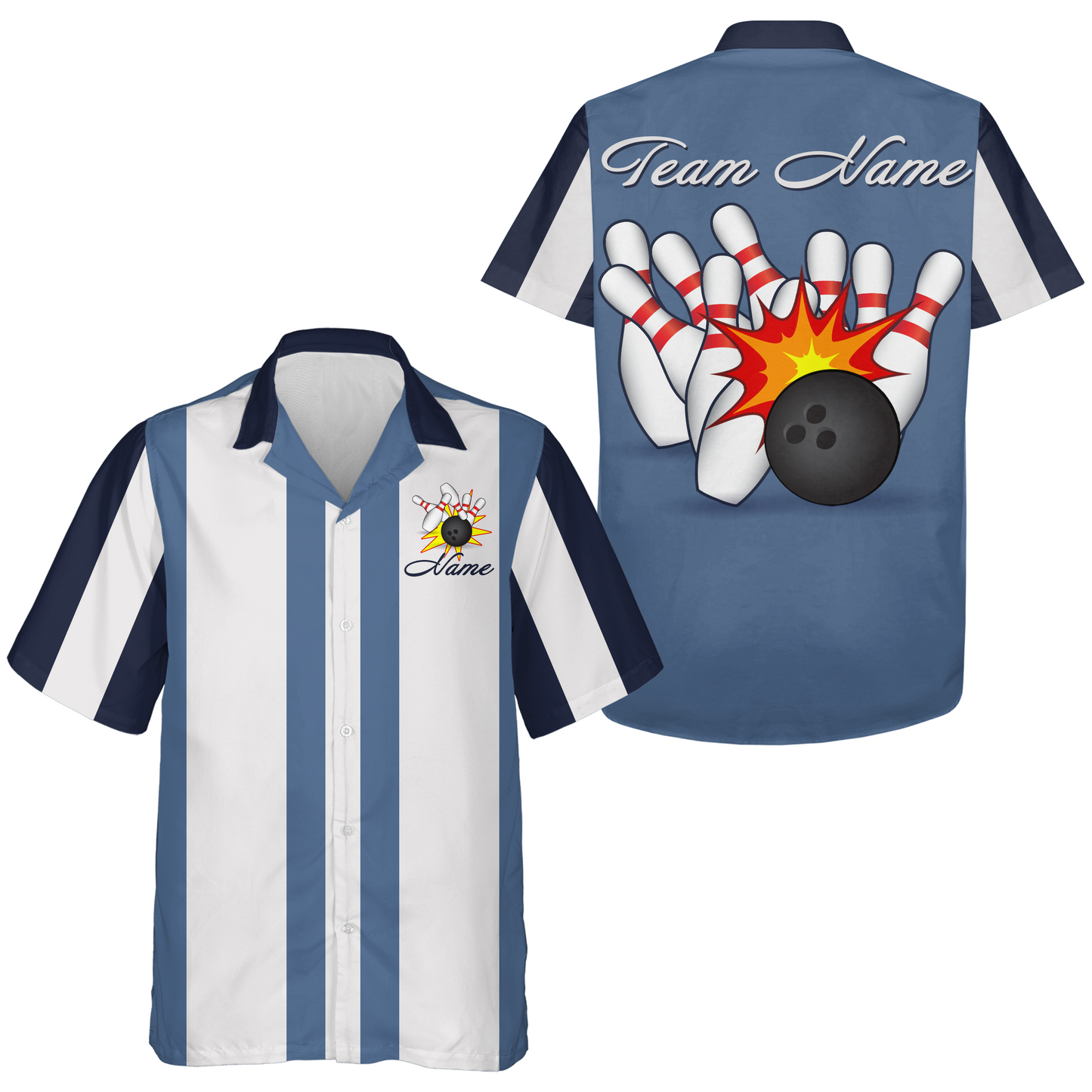 Multicolor Bowling Hawaiian Shirts Personalized Bowling Jersey with Name QZT214