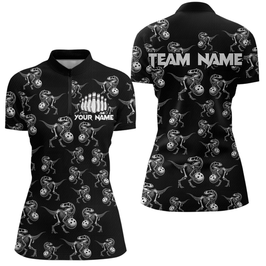 Custom Sauropod Bowling Shirt for Men And Women Quarter-Zip Bowling League Bowling Outfit QZT633