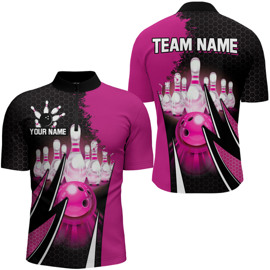 Personalized Bowling Shirts for Men 1/4 Zip Bowling Team Jersey QZT440