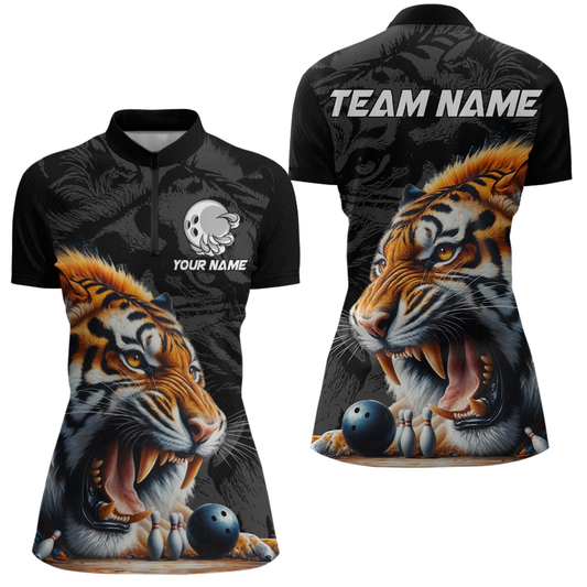 Custom Tiger Bowling Shirt Tiger Bowling Team League Unisex Quarter-Zip Bowling Outfit QZT638