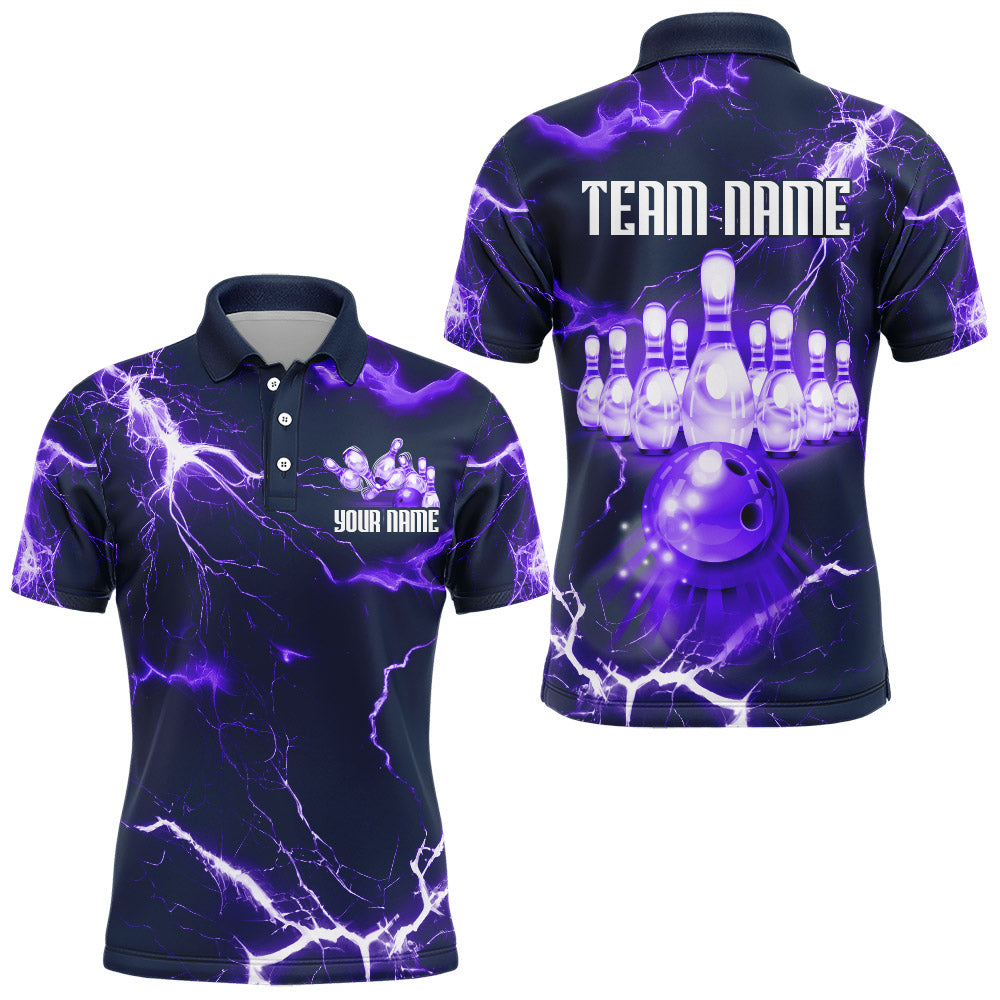 Bowling Polo Shirt For Men Lightning Thunder Bowling Jersey Custom Bowling Jersey BDT389