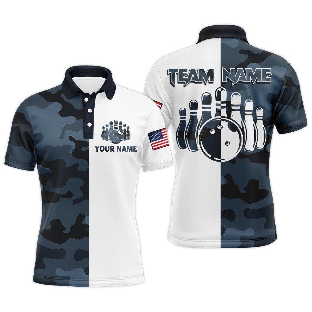 Custom Bowling Shirts With Name Camo Bowling Team Jersey Men & Women Bowling Polo Shirt BDT442