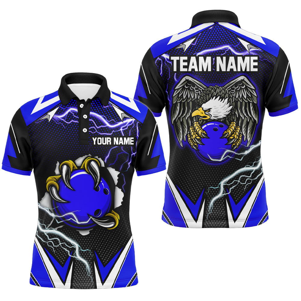 Custom Eagle Bowling Shirts for Men & Women Polo Bowling Team Jerseys Blue BDT468