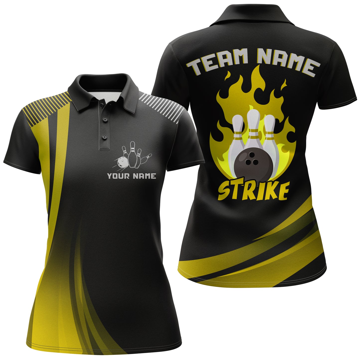Custom Bowling Polo Shirt Women Strike Bowling Team Jersey American Flag Bowling Shirt BDT380