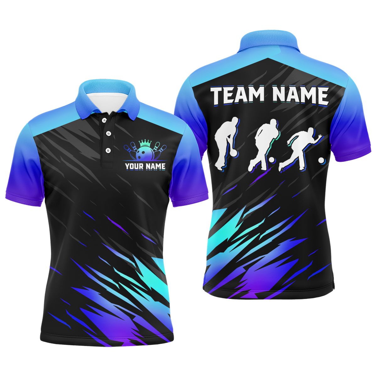 Blue Bowling Shirts Men & Women Custom Bowling Jersey Team Bowling Polo BDT525