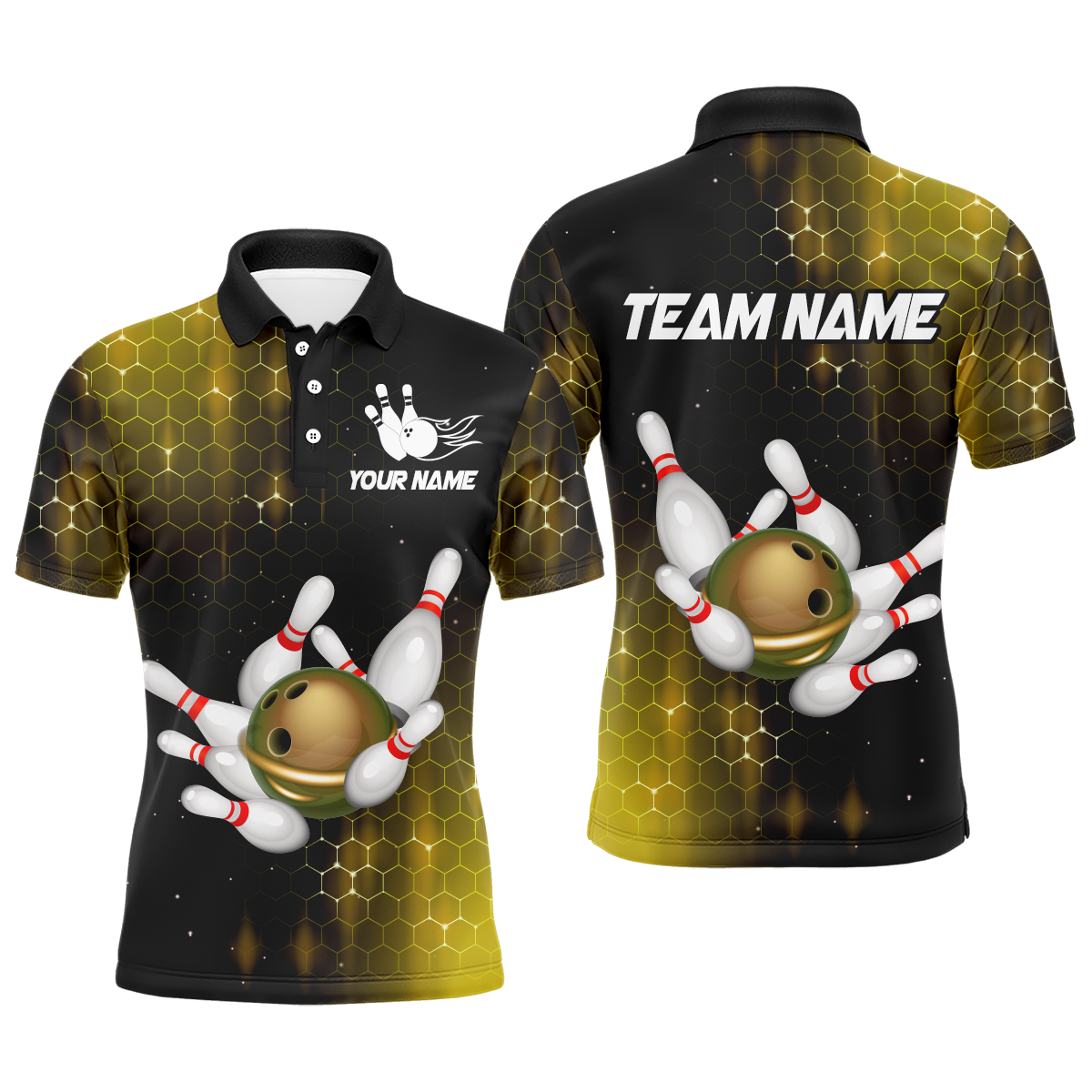 Personalized Yellow Bowling Shirts Men Women Bowling Team Jersey Bowling Polo Shirt BDT488