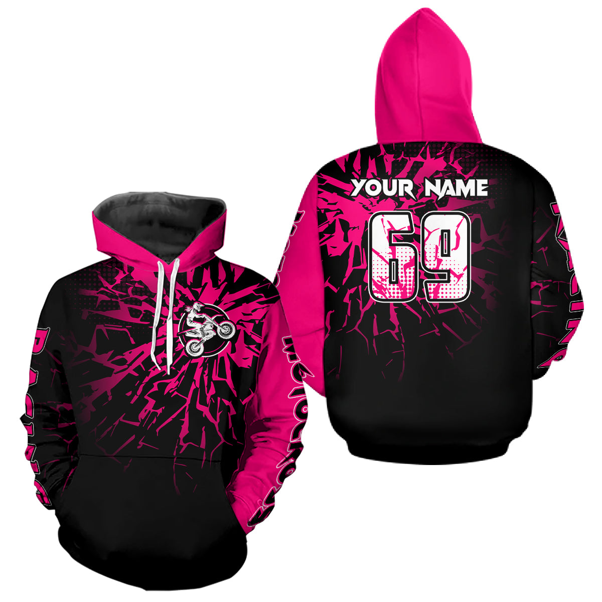 Pink Motocross Hoodie Custom for Adult Men Women Dirt Bike Racing Hoodie Shirt MH157