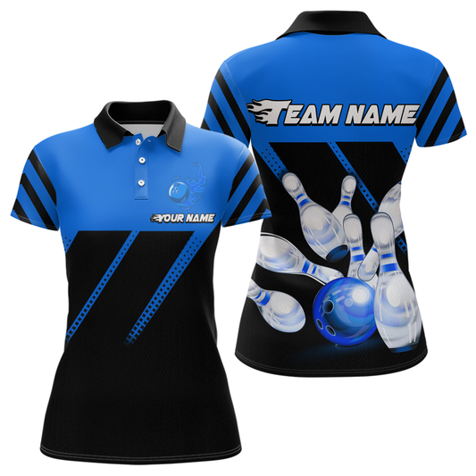 Blue Bowling Shirt Custom Bowling Jersey for Men Women Bowling Polo&1/4 Zip Shirts MBL51