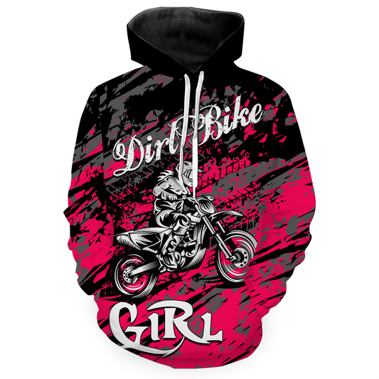 Custom Motocross Hoodie Personalized Pink Dirt Bike Racing Hoodie Men Women MH119