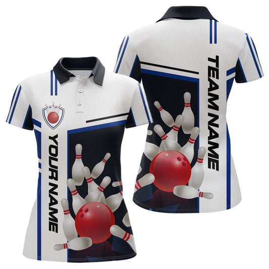 Bowling Jersey for Women Custom Bowling Team Shirts with Name Bowling League Polo & 1/4 Zip HNT30
