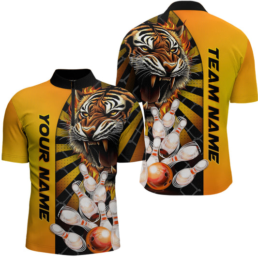 Yellow Tiger Bowling Custom Men Bowling Polo & Quarter-Zip Bowling Team Jerseys HNT44