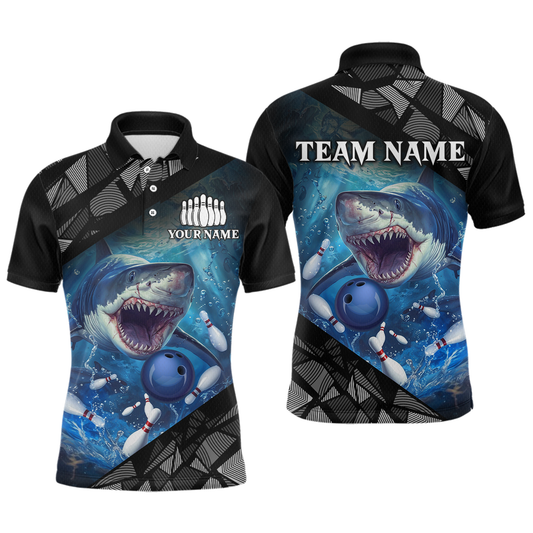 Custom Shark Bowling League Shirts For Men, Personalized Bowling Team Jerseys Polo & Quarter-Zip HNT36