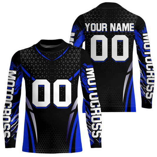 Blue Dirt Bike Jersey Off-Road Shirt Custom Youth Motocross Jersey UPF30+ Kid Men Women DNT82