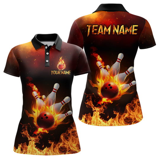 Flame Bowling Jersey Men And Women Custom Bowling Team Shirts Unisex Bowling Polo Quarter-zip CP23