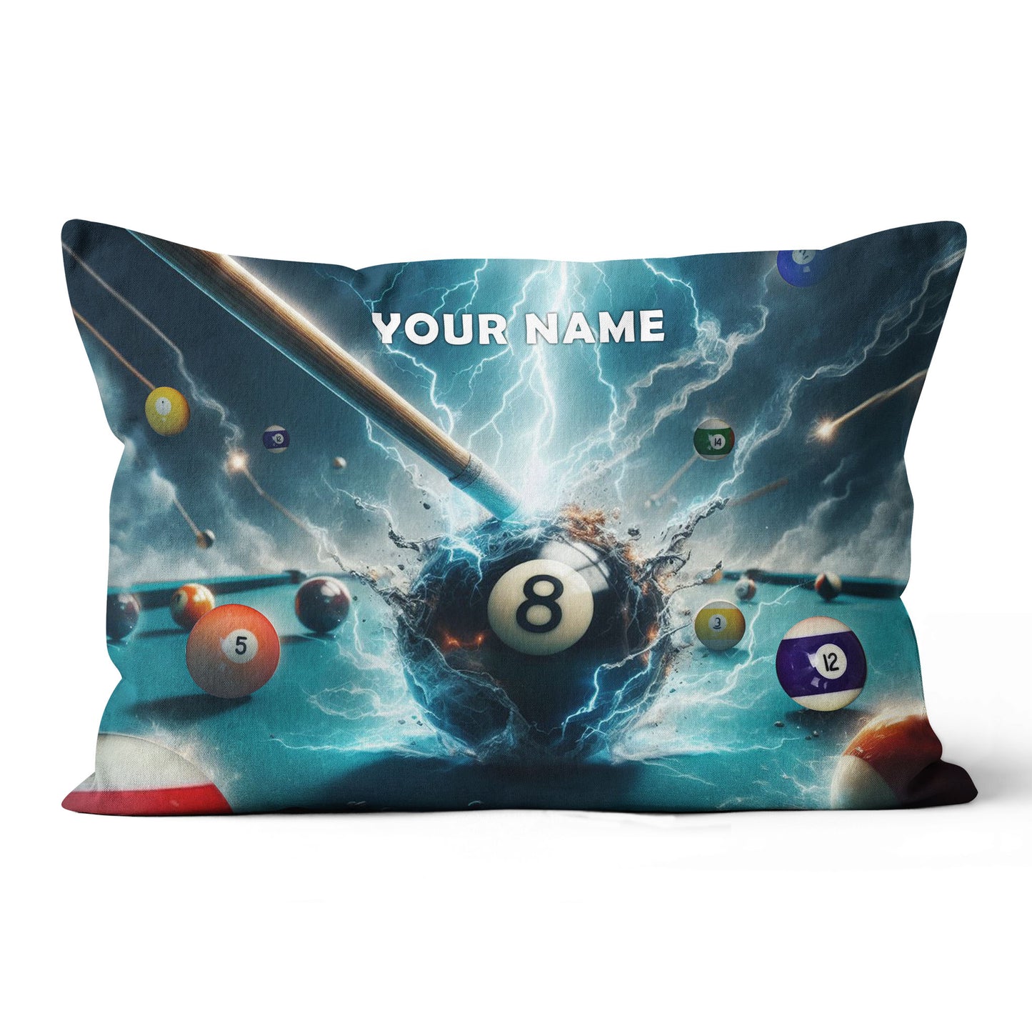 Personalized Thunder Lightning 8 Ball Billiard 3D Pillow Top Pillow Gift VHM0897