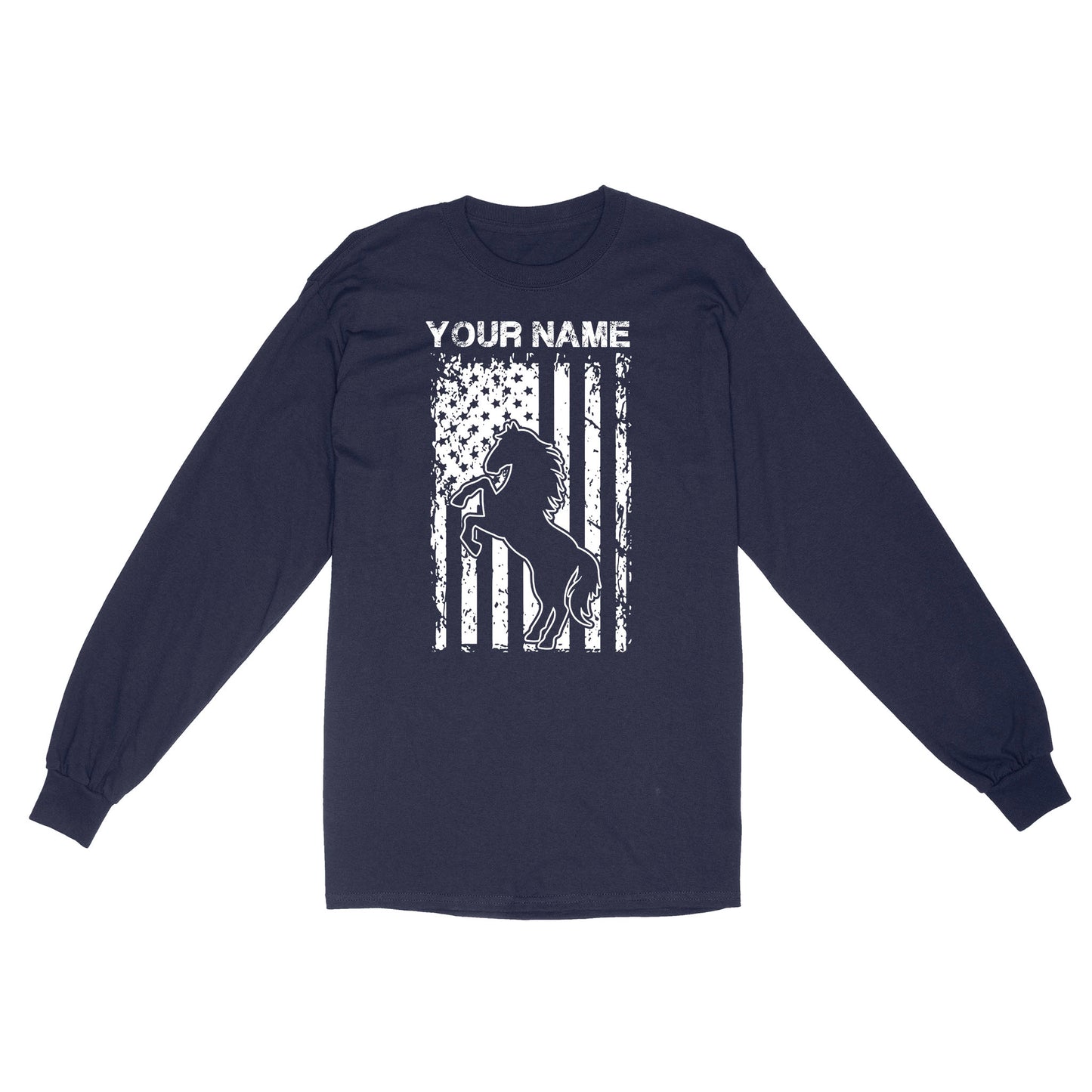 Personalized Horse American Flag, USA, Patriotic Cowgirl Equestrian shirts D02 NQS2773 - Standard Long Sleeve