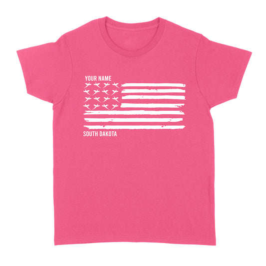 South Dakota Pheasant Flag custom Name women's T shirt - FSD1161