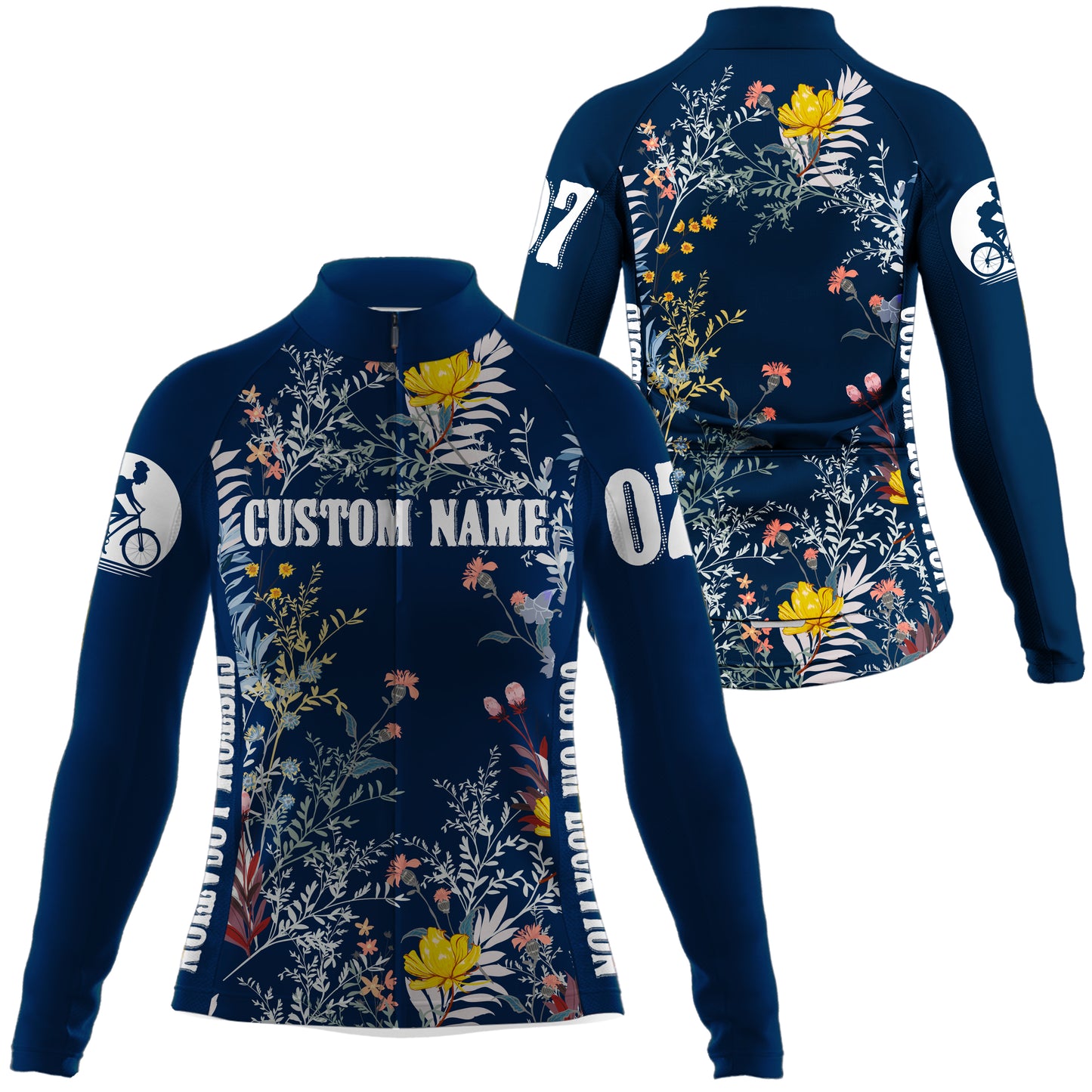 Floral women cycling jersey UPF50+ Biking shirt girls Breathable bike tops with zipper & 3 pockets| SLC128