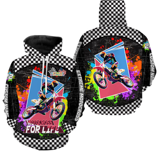 Extreme Motocross Racing All Over Printed Jersey Hoodie T-shirt, Personalized Motorcycle Off-road| NMS285