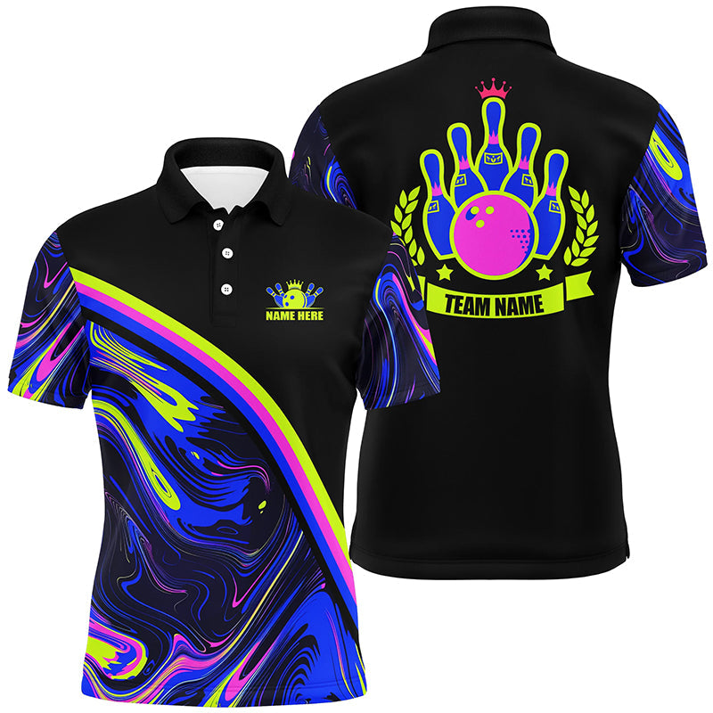 Mens Bowling polo shirts Custom green purple bowling camo pattern black bowling Team league Jerseys NQS7334